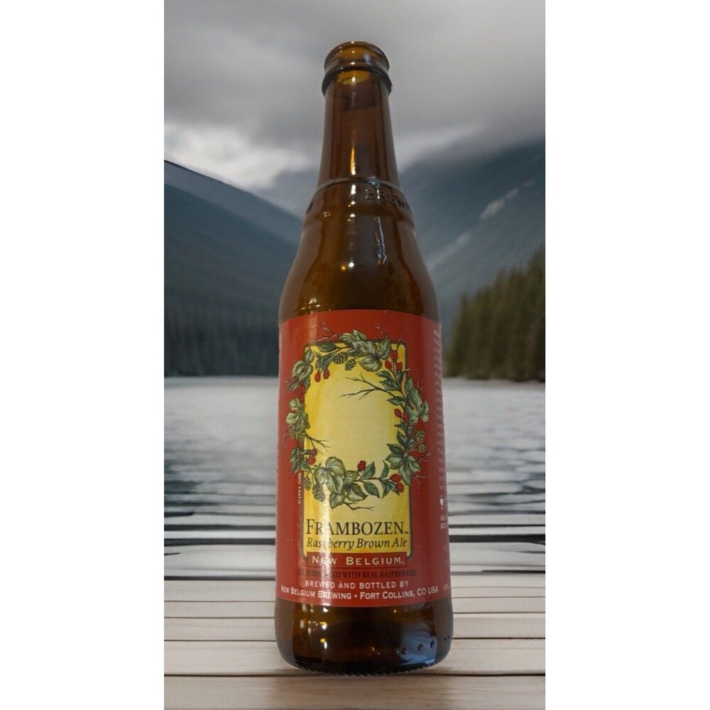 New Belgium Original Frambozen Raspberry Brown Ale Beer Bottle Ft Collins CO ‘12